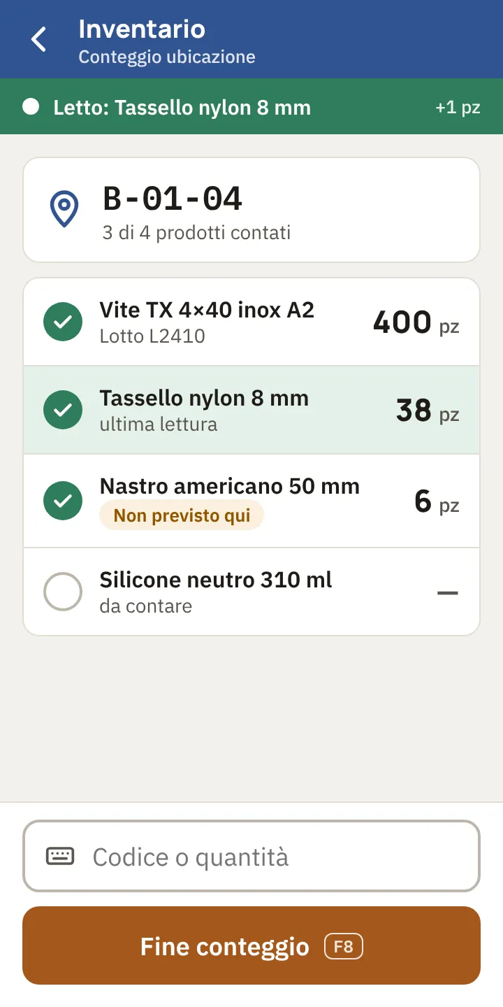 Conteggio di un’ubicazione nell’app Caudio.